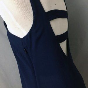 Lush - Navy Blue Tank - sexy cut out back - Sz M